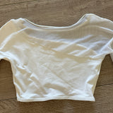 Bodywrappers, One Mesh Sleeve White Crop Top, Child 12/14 - Final Sale