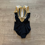 Dancewear, Premiere Leotard in Black White and Gold Trim, YM Child 5/6 - Final Sale