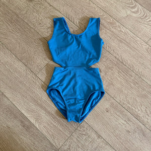 So Danca, Open Back Side Cutout Leotard in Sky Blue, Child 8 - Final Sale