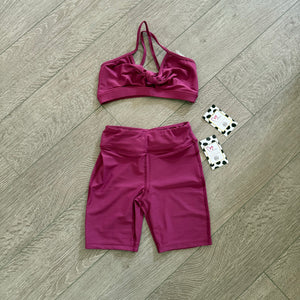 Oh La La, Twist Top and Biker Shorts in Wine Red, CL Child 12