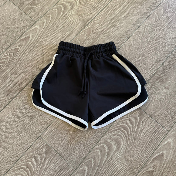 Dancewear Black Athletic Shorts with White Details YM Child 5 6 Dancewear Resale 3.0