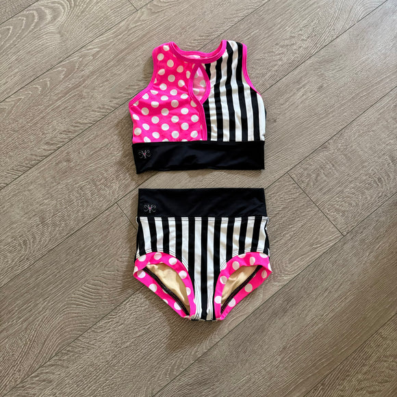 Kandi Kouture, Polka Dot Stripes Black and Pink Set, CL Child 7/8