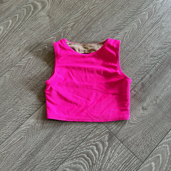 Purple Pixies, Ribbed Open Back Eclipse Top in Hot Pink, CS Child 6/7 - Final Sale