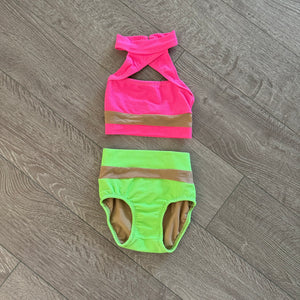 Gemma Belle, Neon Pink Top and Neon Green Brief Set, Child 6 - Final Sale