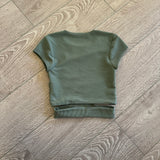 Five Dancewear, Ribbed Maverick Crop Top in Olive Green, YL Child 7/8