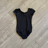 Danskin, Basic Short Sleeves Black Leotard, Child 7/8 - Final Sale