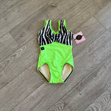 Kandi Kouture, Neon Green Zebra Print Leotard, CM Child 5/6