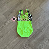 Kandi Kouture, Neon Green Zebra Print Leotard, CM Child 5/6