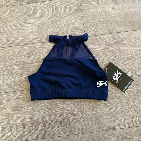 GK Elite, Sweet Key Crop Top in True Navy, Child 6/7