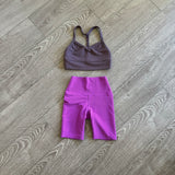 Five Dancewear, Ribbed Biker Short in Purple, YL Child 7/8