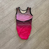 Lila Chelene, Black Red Ombre Gymnastics Leotard with Crystals, Child 9/10 - Final Sale