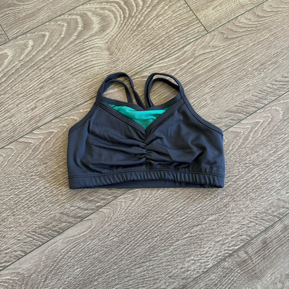 Dancewear, Teal Mesh Dark Grey Dance Top, YM Child 5/6