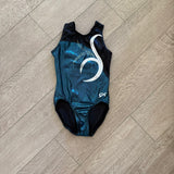 GK Elite, Shiny Teal Green and Black Leotard, CL Child 8/10 - Final Sale
