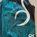 GK Elite, Shiny Teal Green and Black Leotard, CL Child 8/10 - Final Sale