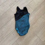 GK Elite, Shiny Teal Green and Black Leotard, CL Child 8/10 - Final Sale