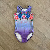 GK Elite, Simone Biles Invitational Purple Floral Leotard, AXS Child 12 - Final Sale