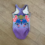 GK Elite, Simone Biles Invitational Purple Floral Leotard, AXS Child 12 - Final Sale