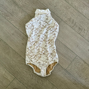 Patrick J, Ella Lace Open Back Leotard in Ivory Cream White, AXS Child 10/12 - Final Sale