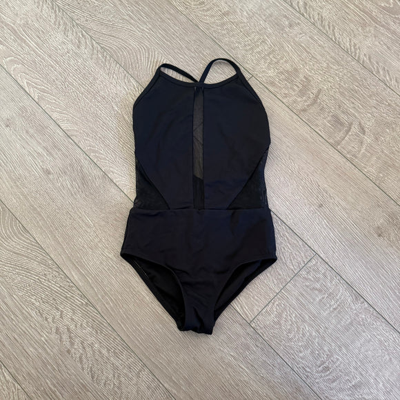 Baltogs, Open Back Mesh Detail Leotard in Black, CI Child 6/7 - Final Sale