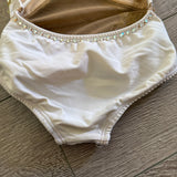 AA Dance, White Capri Leotard Costume with Gold Applique, CS Child 5/6 - Final Sale