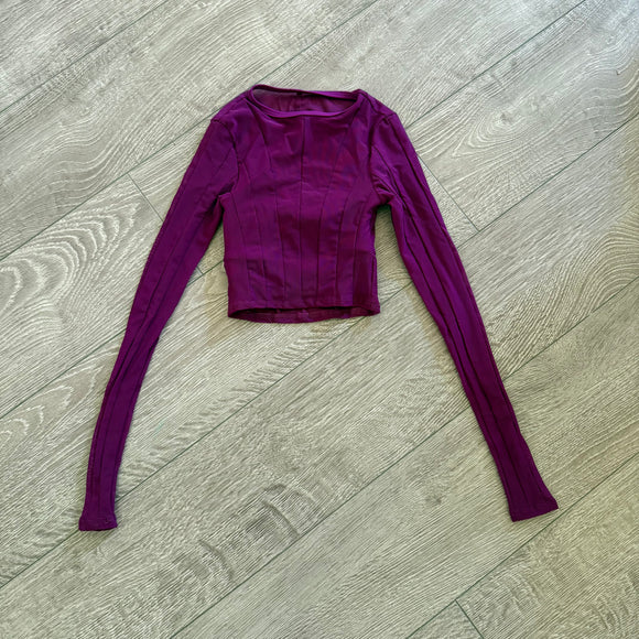 Tiger Friday, Alter Ego Crop Top in Mulberry Purple, CM Child 6/7 - Final Sale