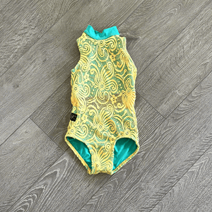 Kandi Kouture, Yellow Blue Ari's Lace Open Back Leotard, CS 4