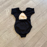 Open Back Mesh Detail Leotard in Black, Child 8 - Final Sale