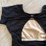 Open Back Mesh Detail Leotard in Black, Child 8 - Final Sale