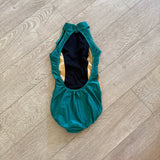 Patrick J, Open Back Mesh Sides Leotard in Emerald Teal Green, AXS Child 10/12 - Final Sale