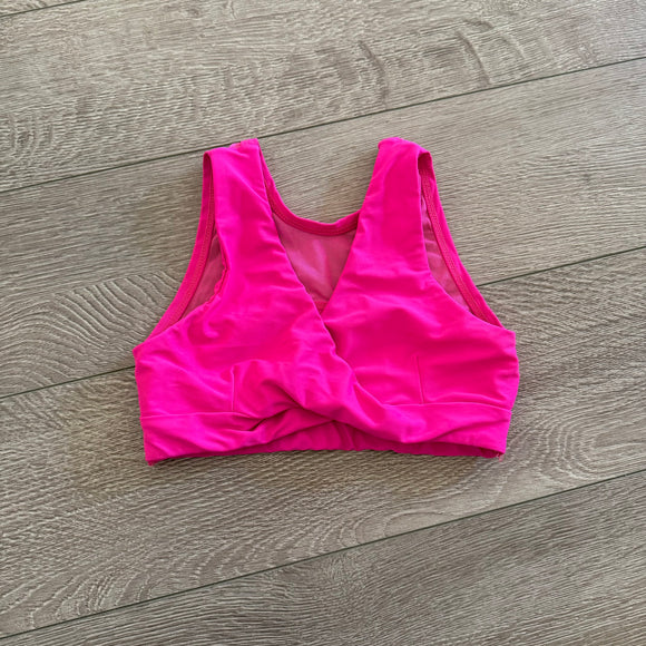 Five Dancewear, Mesh Back Bra Top in Neon Pink, YXL Child 10