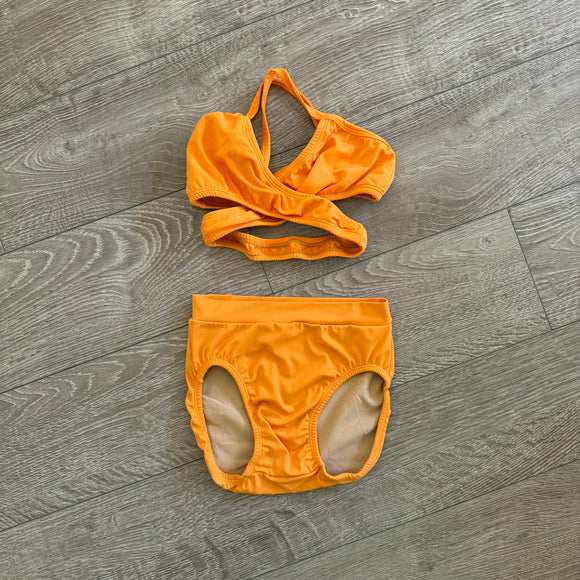 Second Skin, Wrap Around Top and Brief Set in Mango Yellow, CM Child 7/8 - Final Sale