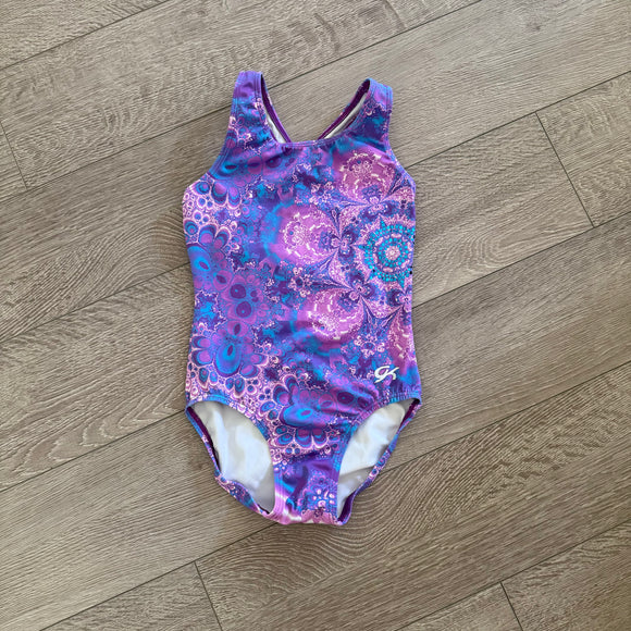 GK Elite, Purple Swirl and Spangles  Leotard, CL Child 8/10 - Final Sale