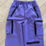 Pocket Cargo Hip Hop Jogger Pants in Purple with Black Trim, Child 8