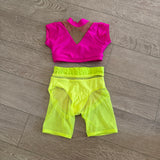 AA Dance, Blossom Mesh Bikeshorts in Neon Yellow, CL Child 8/9 - Final Sale