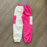 Pocket Cargo Hip Hop Jogger Pants in Pink and White, Child 8 - Final Sale