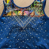 SG Gymnastics, Navy Blue Leotard with Crystals, CM Child 6/8 - Final Sale