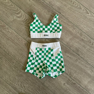 Five Dancewear, Green Checkered Top and Shorts Set, YM Child 5/6 - Final Sale