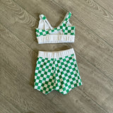 Five Dancewear, Green Checkered Top and Shorts Set, YM Child 5/6 - Final Sale