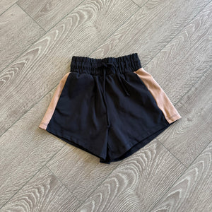 Five Dancewear, Brown Side Detail Black Pocket Shorts, YL Child 7/8 - Final Sale