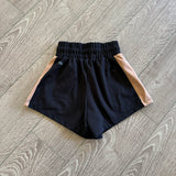 Five Dancewear, Brown Side Detail Black Pocket Shorts, YL Child 7/8 - Final Sale