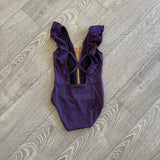 Kandi Kouture, Aria Ruffle Leotard in Plum Purple, CM Child 5/6