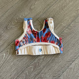 Five Dancewear, Blue Floral Cross Over Top, YXL 8/10 - Final Sale