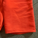 Five Dancewear, Neon Orange Ribbed Biker Shorts, YM Child 5/6 - Final Sale