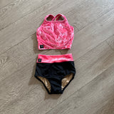 Kandi Kouture, Velvet Crop Top and Brief Set in Hot Pink and Black, CL Child 7/8