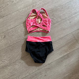 Kandi Kouture, Velvet Crop Top and Brief Set in Hot Pink and Black, CL Child 7/8