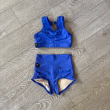 Kandi Kouture, Open Back Mesh Detail Top and High Waisted Brief Set in Blue, CL Child 7/8