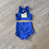 Kandi Kouture, Open Back Mesh Detail Top and High Waisted Brief Set in Blue, CL Child 7/8