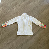 Sylvia P, Elevate Gymnastics Uniform Jacket in White with Gems, Child 6 - Final Sale