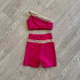 Patrick J, Hills Set in Cherry Pink and Nude Mesh, CL Child 7/8 - Final Sale