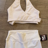 LA Dance Designs, Wrap Around Top and Stride Leggings in White, AXS Women's 0/2 - Final Sale